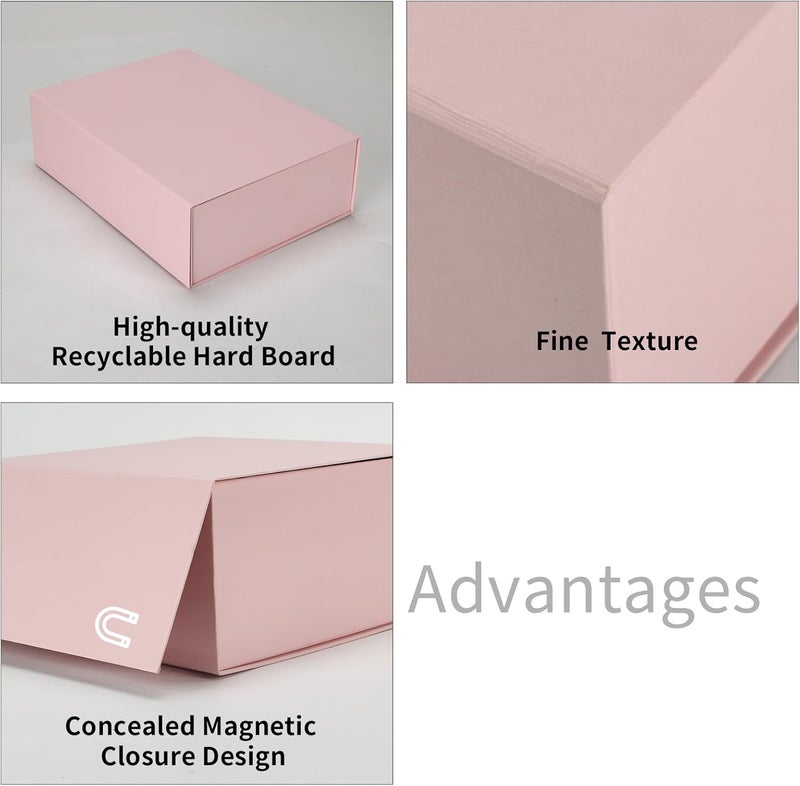 Ditwis 4 Pack 10.5x7.5x3.1 Inches Gift Boxes with Magnetic Closure Lids, Pink Magnetic Box for Wedding, Groomsmen Bridesmaid Proposal, Birthdays, Mother's Day - Image 5